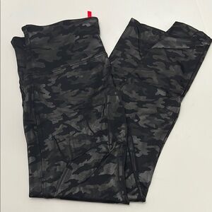 Spanx Faux Leather Black Camo Leggings